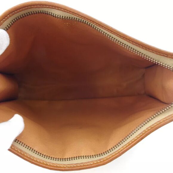 CELINE Clutch Bag Macadam Beige PVC ?~ Leather Authentic Used T19751 - Picture 6 of 9